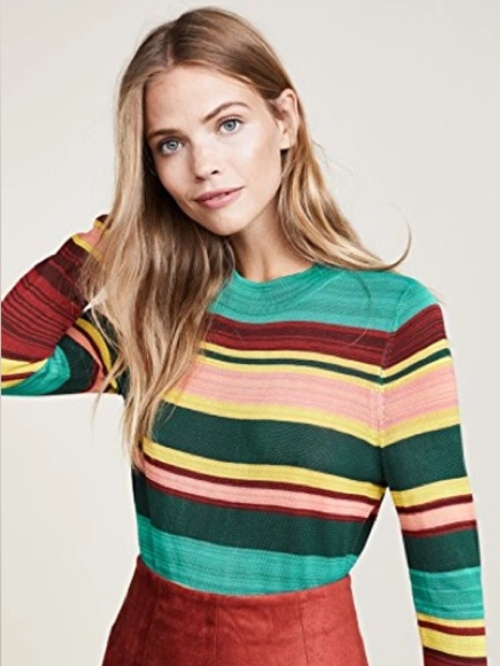Free People Women’s Show Off Your Stripes Crewneck Sweater Size M